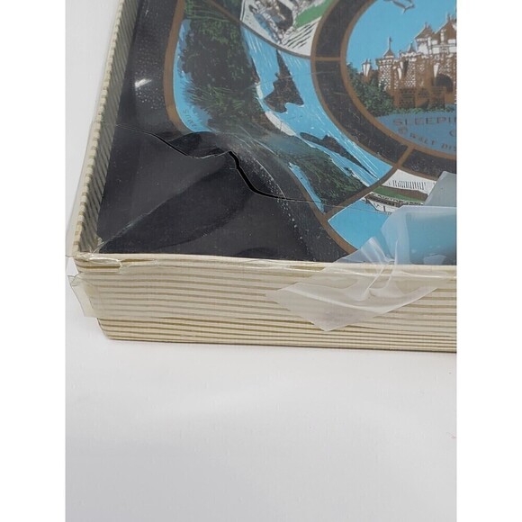 VINTAGE DISNEYLAND GLASS SCALLOP EDGE DISH TRAY WITH BOX HOVER ART - Picture 10 of 14